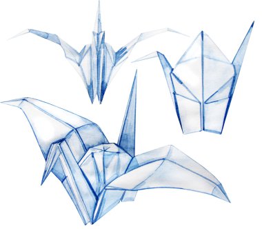 Suluboya origami Vinçler