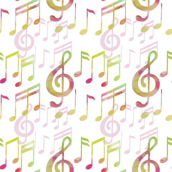 Watercolor musical notes pattern — Stock Vector