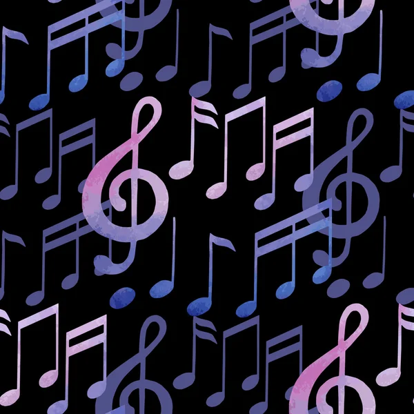 Patrón de notas musicales acuarela — Vector de stock