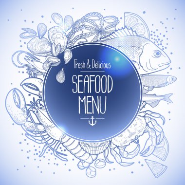 Graphic seafood menu design