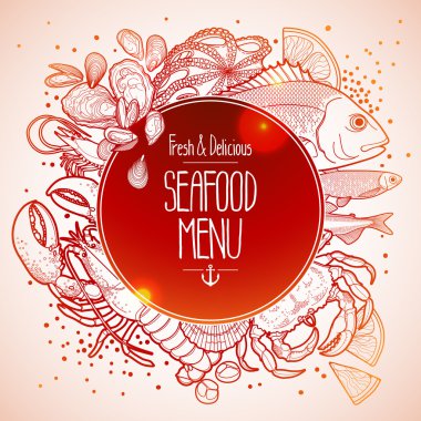 Graphic seafood menu design