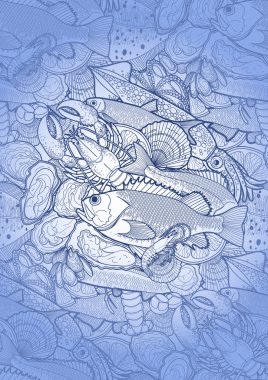 Graphic seafood pattern