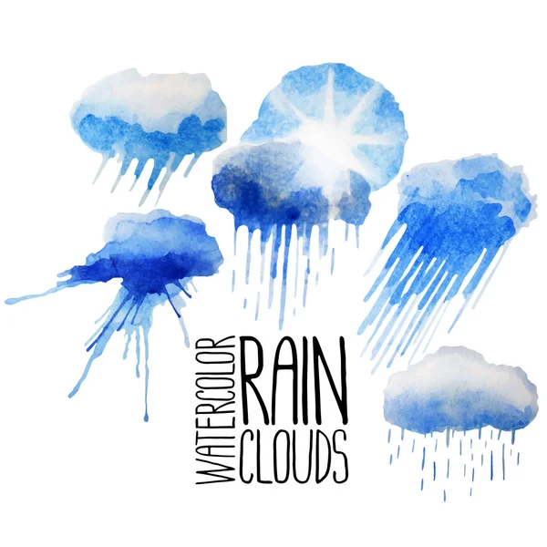 水彩雨の雲のコレクション — ストックベクタ