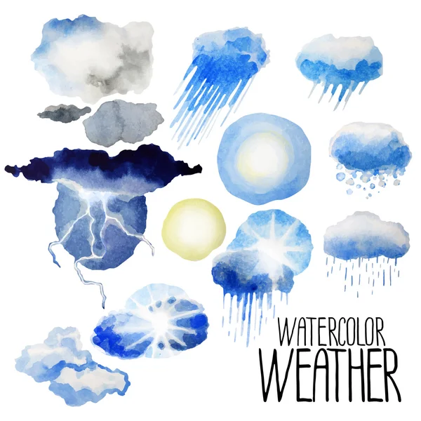 Conditions météo aquarelle — Image vectorielle