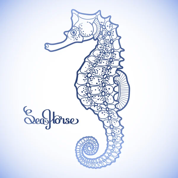 Graphic Seahorse i en linje konst stil — Stock vektor
