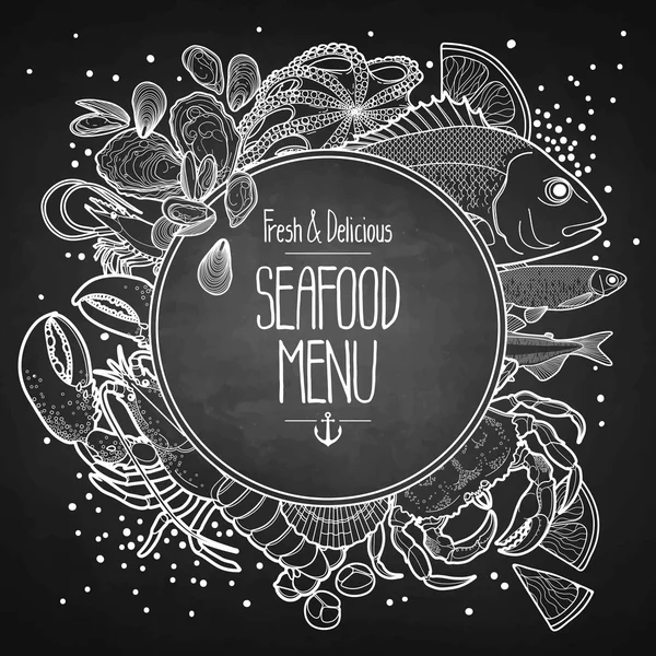 Graphic seafood menu design — 图库矢量图片