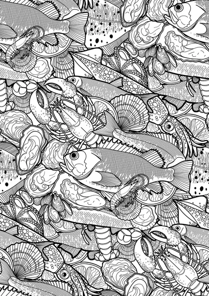 Graphic seafood pattern — Stockový vektor