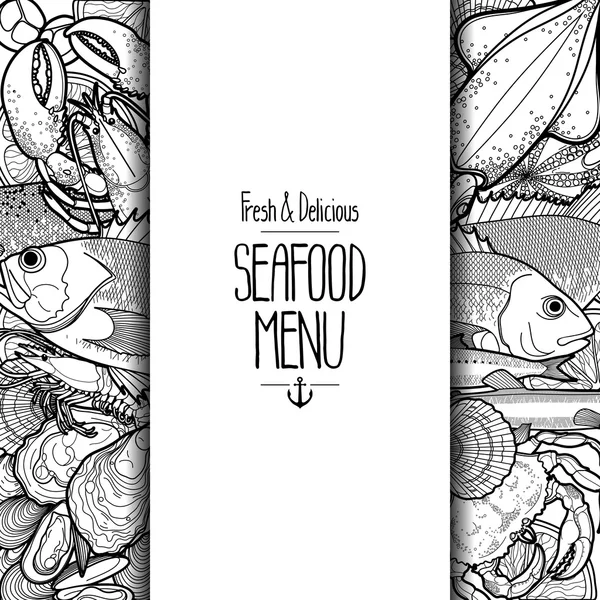Graphic seafood menu design — Stok Vektör