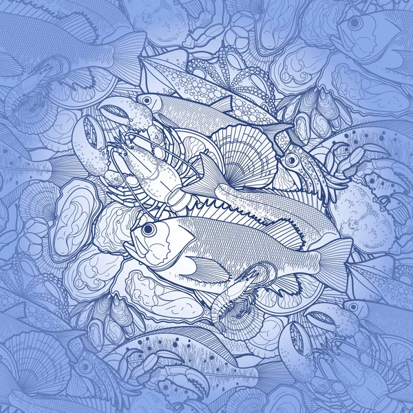 Graphic seafood pattern — ストックベクタ