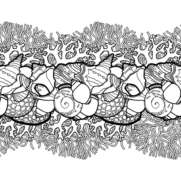 Bordure graphique des coquillages — Image vectorielle