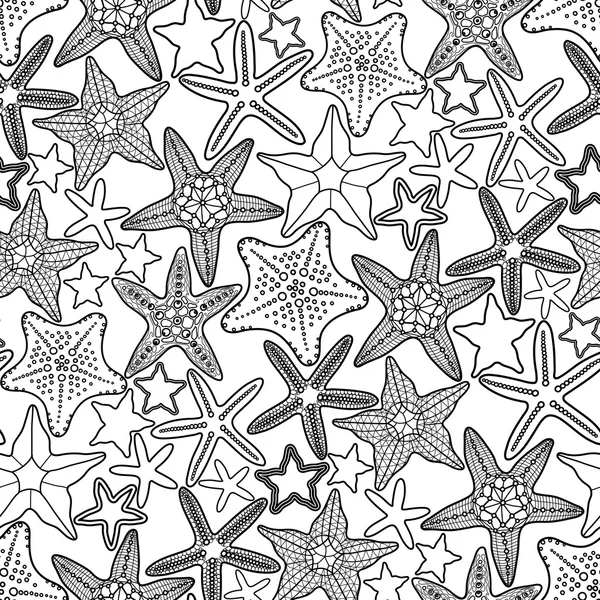 Graphic starfish seamless pattern — Stock Vector