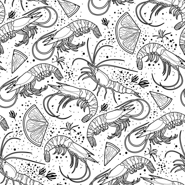 Graphic vector shrimps pattern