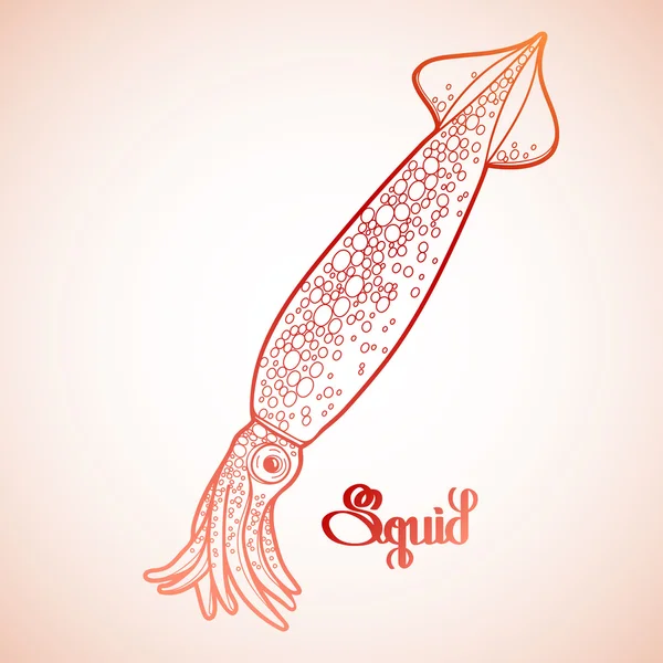 Graficzny squid w stylu art line — Wektor stockowy