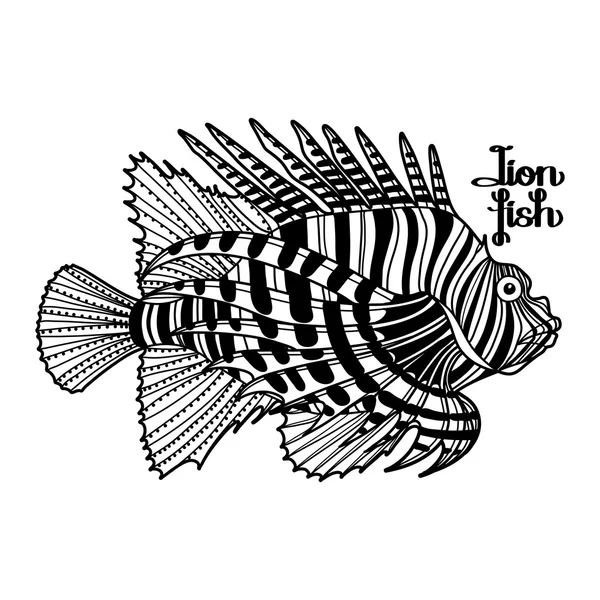 Grafisk lejon fisk — Stock vektor