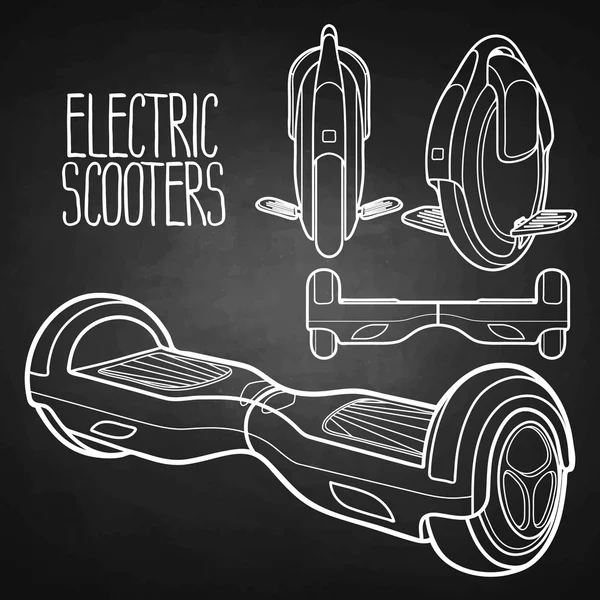 Graficzne kolekcji skutery elektryczne — Wektor stockowy