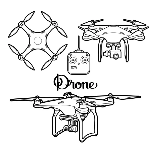 Graphic collection of drones — Stock Vector