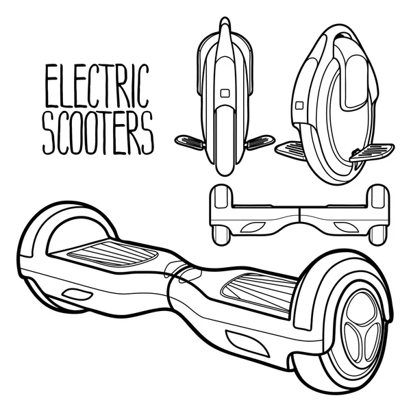 Colección gráfica de scooters eléctricos — Vector de stock