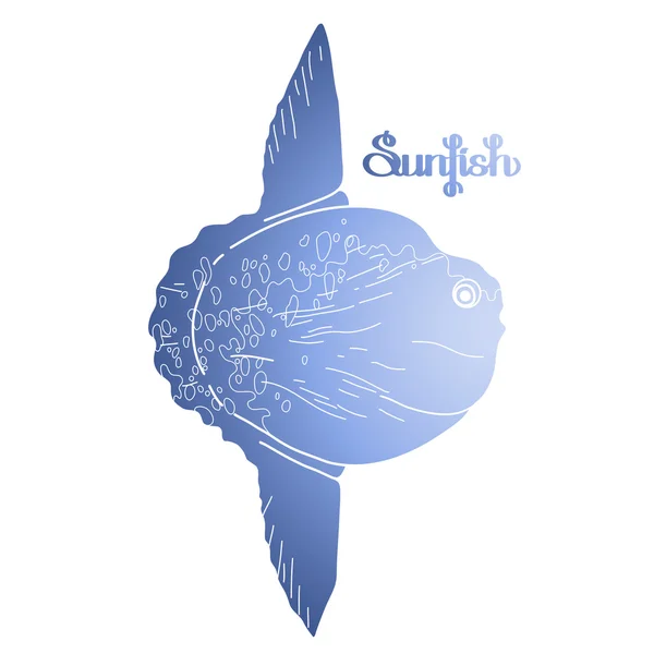 Sunfish gráfico en colores azules — Vector de stock
