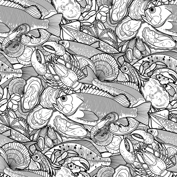 Graphic seafood pattern — Stock Illustration Graphic seafood pattern Stock Vector