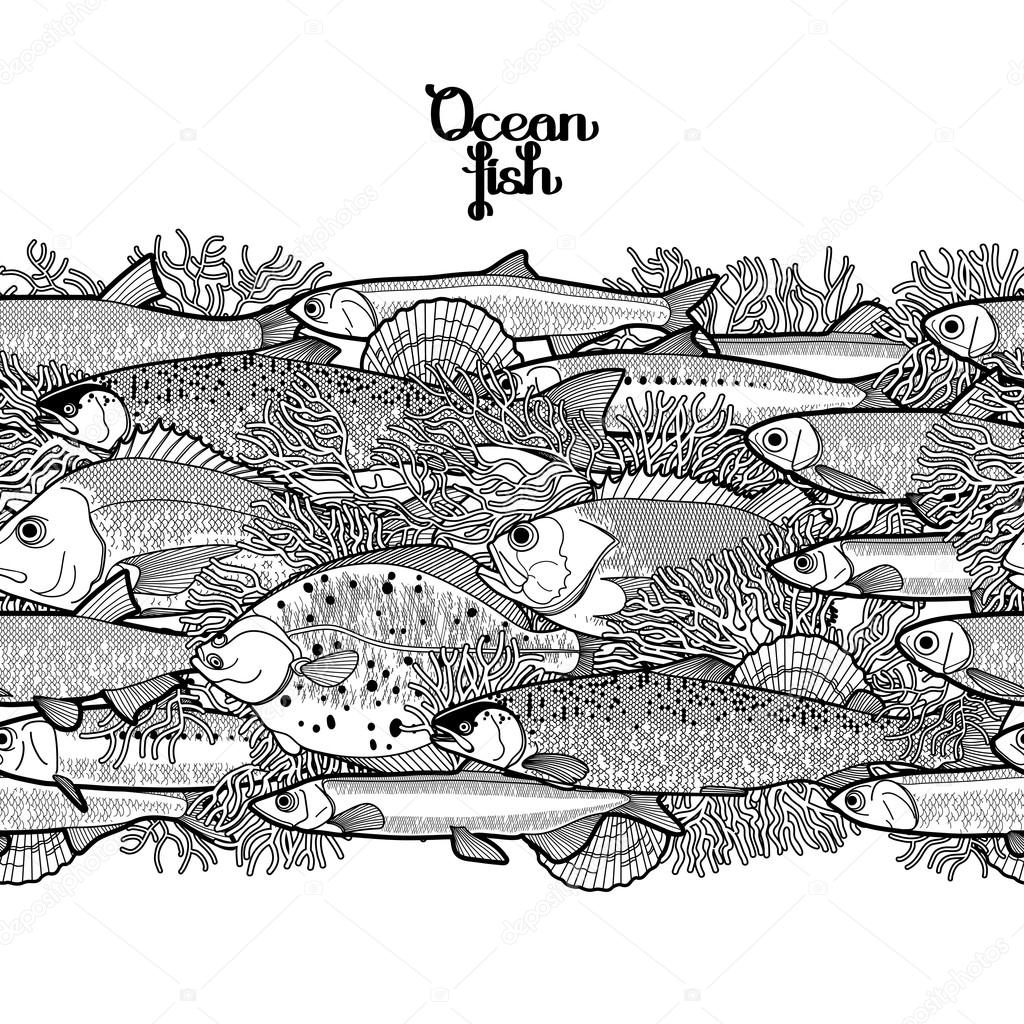 Download Starfish page border | Graphic ocean fish border — Stock ...
