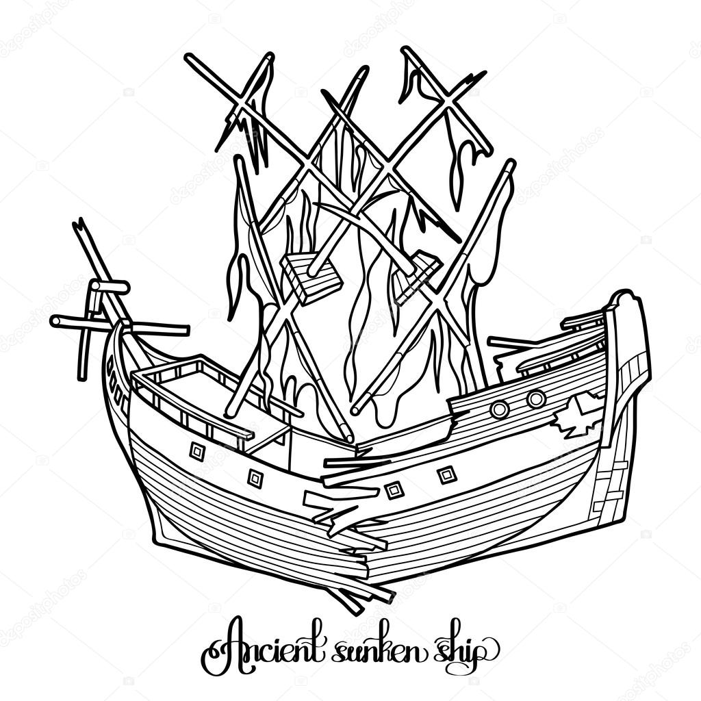 wallpapers Sunken Ship Underwater Shipwreck Drawing https depositphotos com 106296364 stock illustration ancient sunken ship html