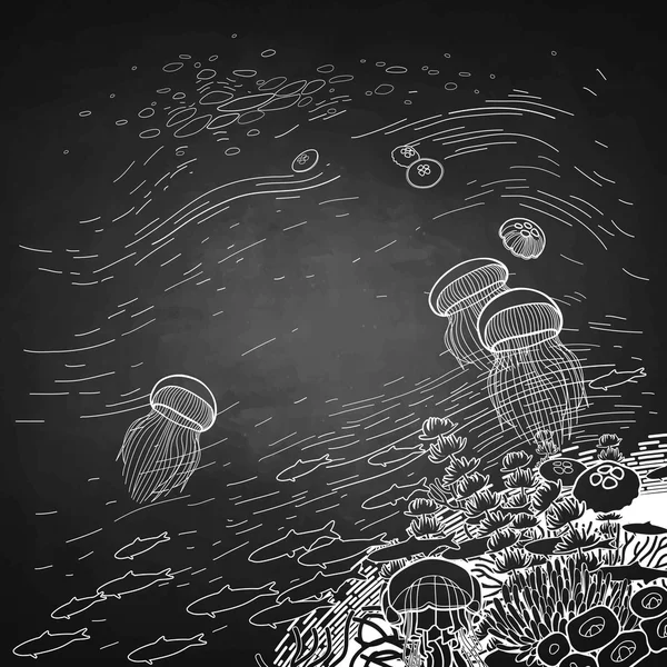 Grafikus korallzátony design medúza — Stock Vector