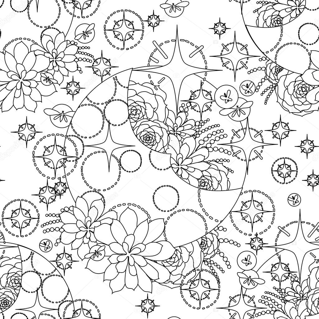 Arte astratta di fantasia Reticolo senza giunte Disegno di pagina di libro da colorare per adulti e bambini — Vettoriali di homunkulus28