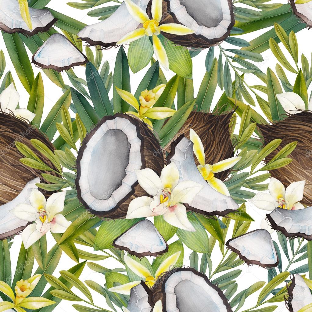 Coconut Watercolor Clipart Vanilla Yellow Flowers Stock Illustration  1902571291