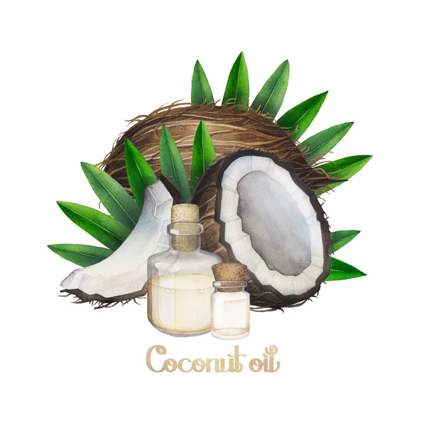 Akwarela olej kokosowy — Zdjęcie stockowe