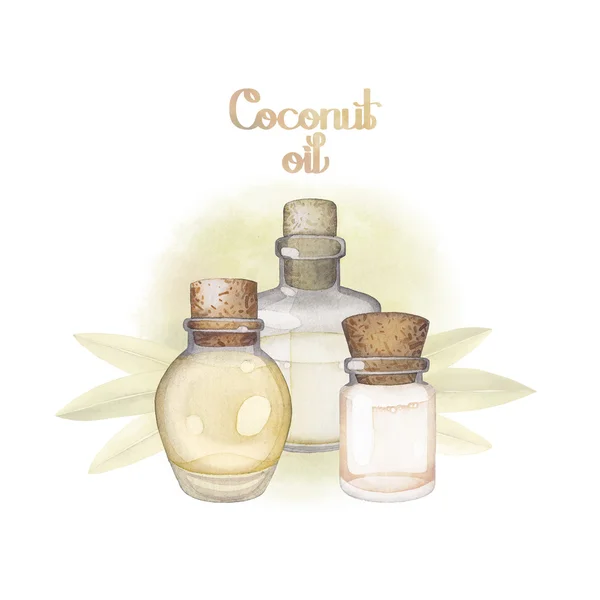 Акварельное кокосовое масло — стоковое фото
