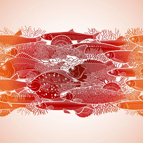 Graphic ocean fish border — Stock Illustration Graphic ocean fish border Stock Vector