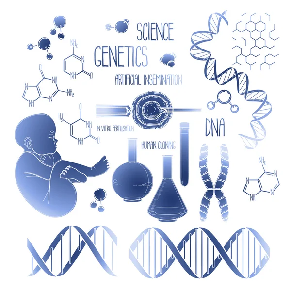 Genetic research set — Stock Vector