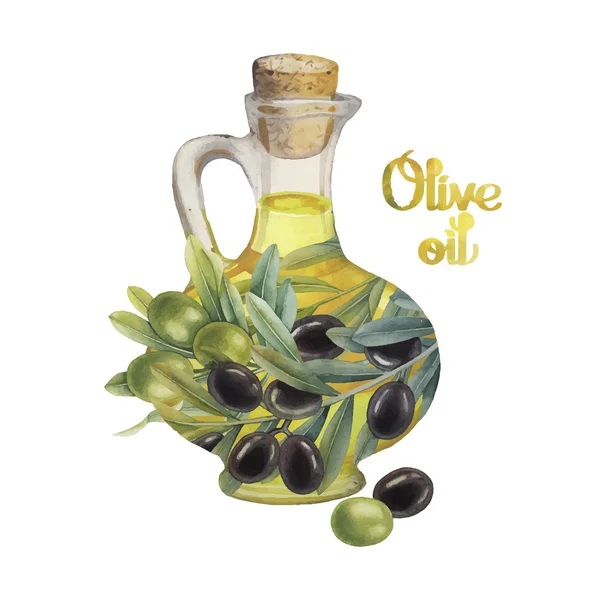Aquarel olijf collectie — Stockvector