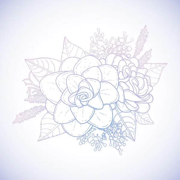 Grafiska blommor vinjett — Stock vektor