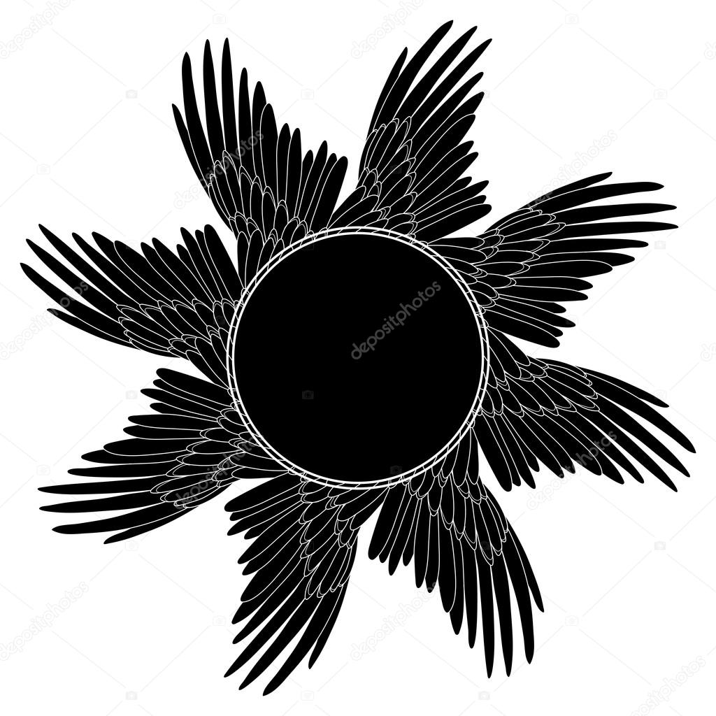 Ali grafiche disegnate nella linea stile di arte reticolo di seamles di vettore nei colori bianco e nero Disegno di pagina di libro da colorare per