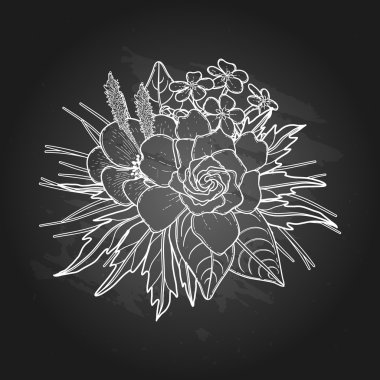 Grafik çiçek skeç