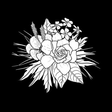 Grafik çiçek skeç