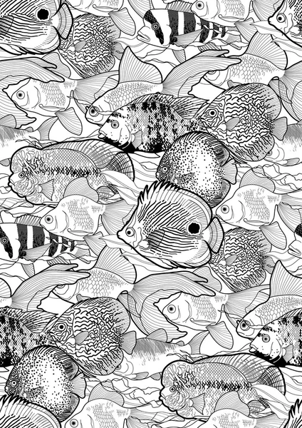 Grafiskt akvarium fisk mönster — Stock vektor
