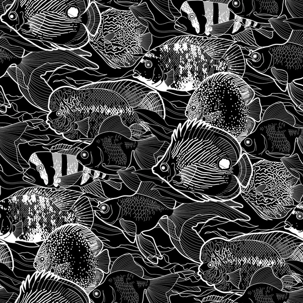 그래픽 수족관 물고기 패턴 — 스톡 벡터