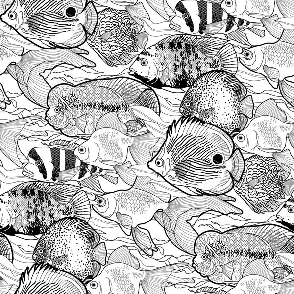 Grafisch aquarium vis patroon — Stockvector