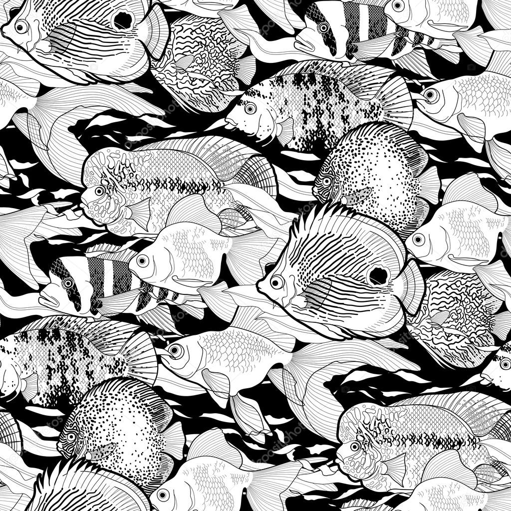 Graphic aquarium fish pattern