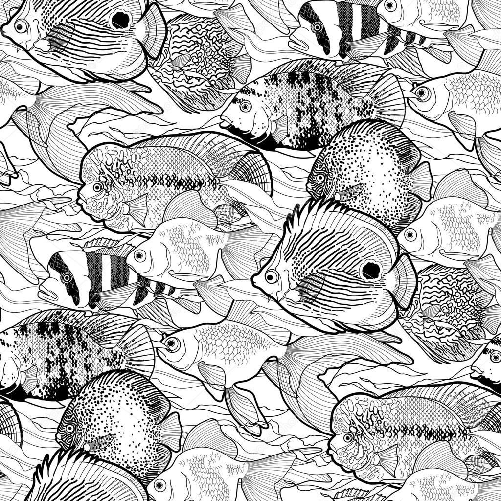 Graphic aquarium fish pattern