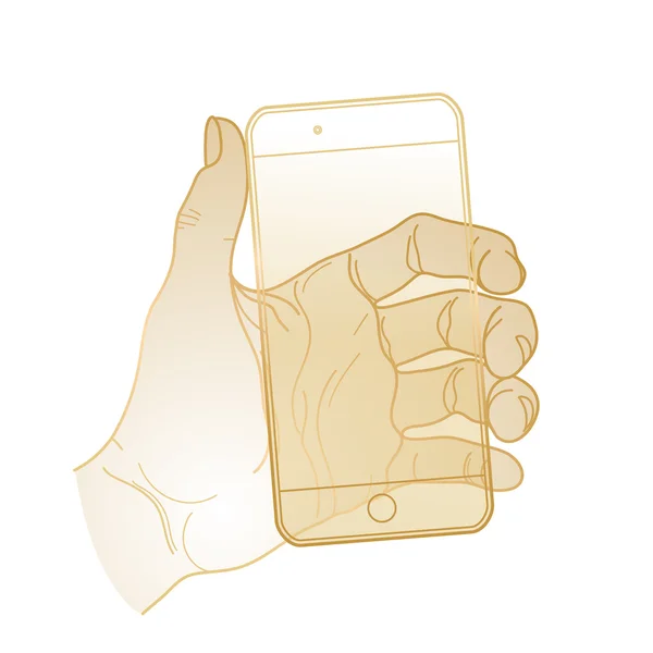 Mano grafica con smartphone — Vettoriale Stock