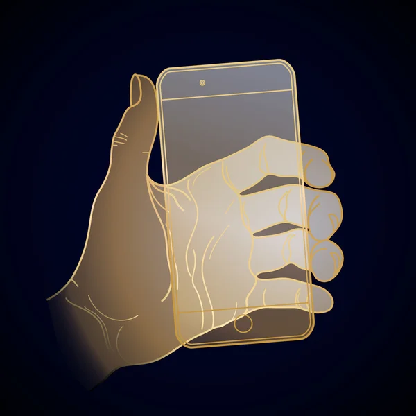 Grafisk hand med smartphone — Stock vektor