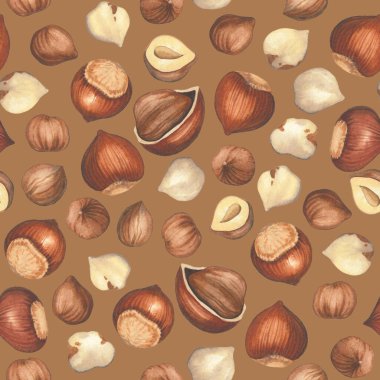 Açık ve kapalı fındıklı suluboya desen.