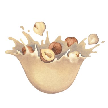 Fındıklı bitki sütü suluboya damlaları