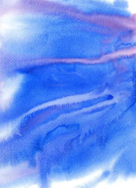 Ručně malované abstraktní pozadí modré akvarelové tetury. — Stock fotografie