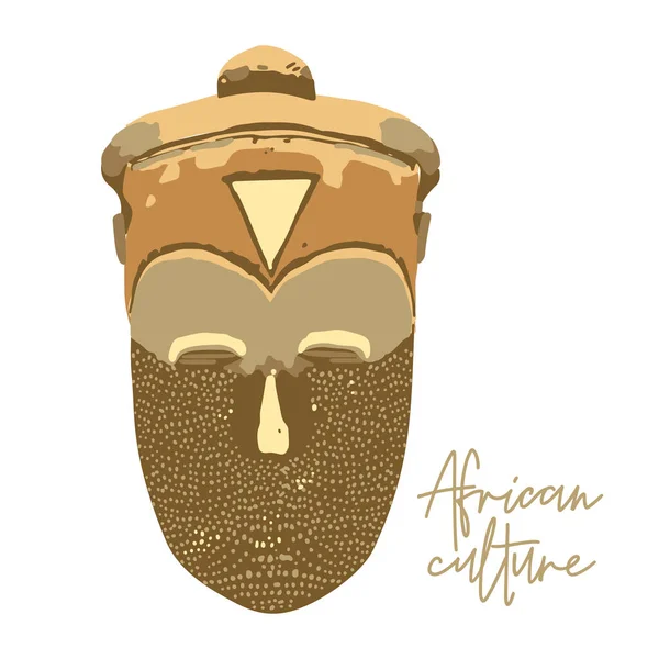 Traditional African culture attributes. Vintage woodenn mask. — Stock Vector