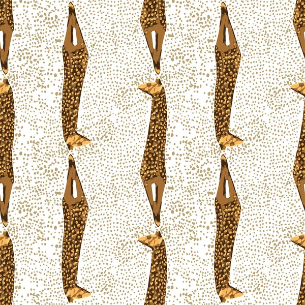 Vector repeated seamless pattern of vintage woodenn sculpture of a giraffe. — Stock Vector