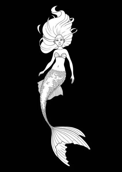 Graphic mermaid isolated on white background — Stock Vector